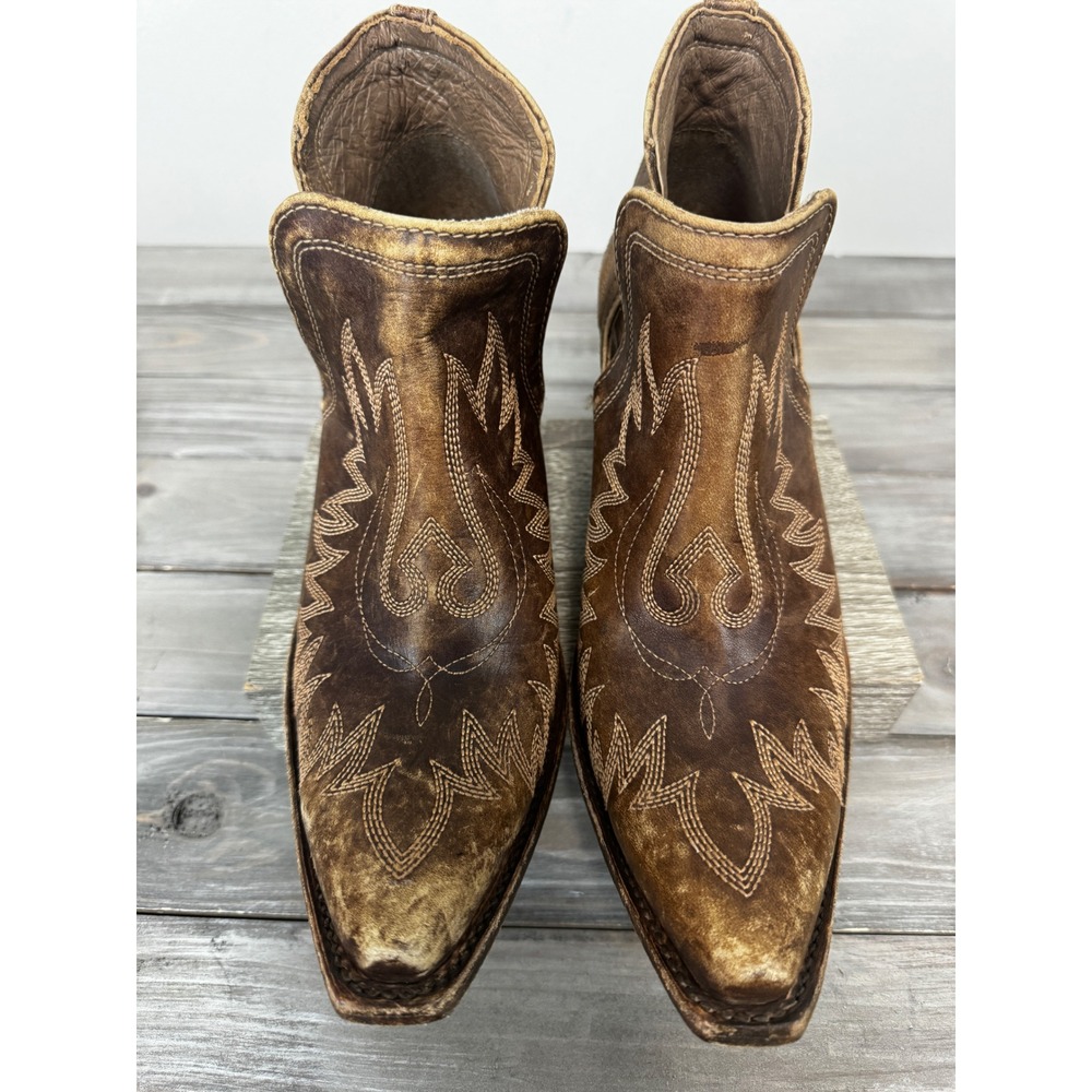 Ariat Dixon Distressed Weathered Brown Leather Western Ankle Boots Size 10 - Picture 2 of 10
